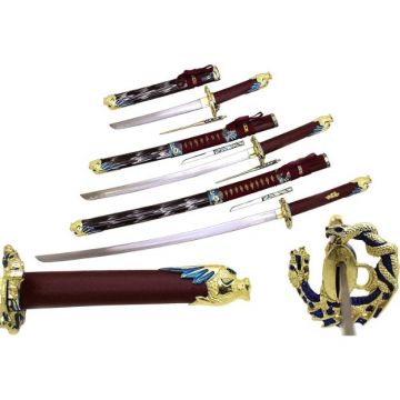 Snake Eye Tactical Dragon Sword Set with Wooden Stand SE-037-RD4